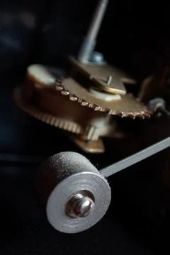 Internal clock mechanism close up Stock Photos