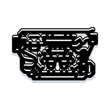 Internal combustion engine block black icon illustration Stock Illustration