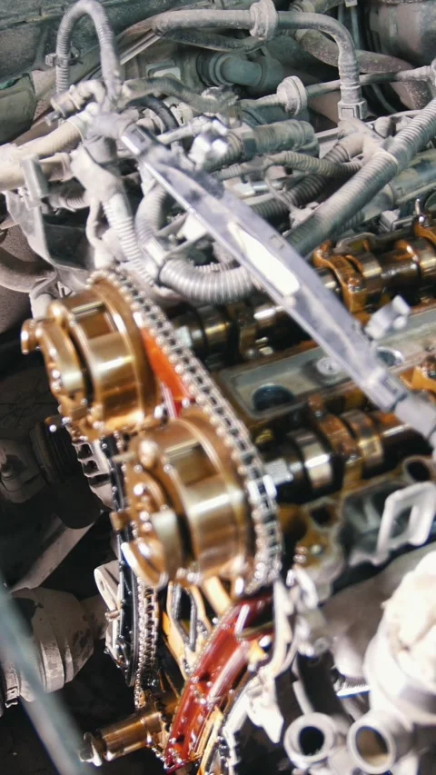 The internal combustion engine, disassembled, repair at car service, overhaul Stock Footage 336306034