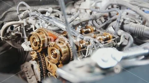 The internal combustion engine, disassembled, repair at car service, overhaul Stock Photos