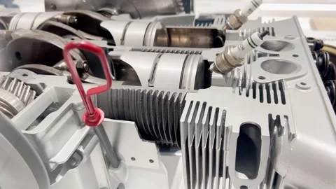 Internal combustion engine during operation. Engine details Stock Footage 250391994