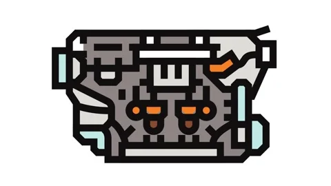 Internal combustion engine industry color icon animation Stock Footage 326108104