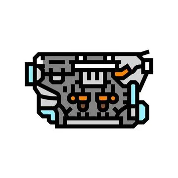 Internal combustion engine industry color icon vector illustration Stock Illustration