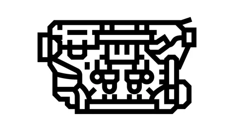 Internal combustion engine industry line icon animation 스톡 동영상 326125629