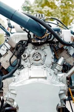 Internal combustion engine operating on gas fuel Stock Photos