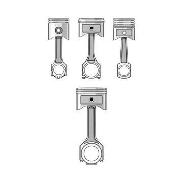 Internal combustion engine pistons featuring connecting rods Stock Illustration