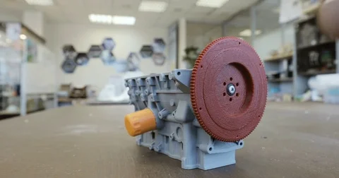 Internal combustion engine printed on a 3d printer. Crankshaft model. Details of Stock Footage 78881523