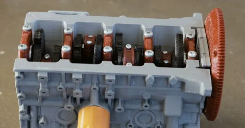 Internal combustion engine printed on a 3d printer. Crankshaft model. Details of Stock Footage 78882297