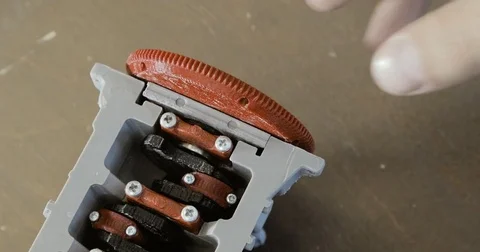 Internal combustion engine printed on a 3d printer. Crankshaft model. Details of Stock-Footage 78883145