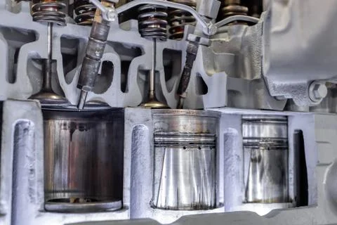 Internal combustion engine in the section. Stock Photos