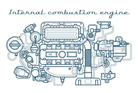 Internal combustion engine. Vector. Isolated Illustrazione stock