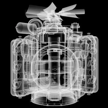 Internal combustion engine X-Ray style Stock Illustration