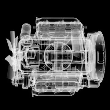 Internal combustion engine X-Ray style Stock Illustration