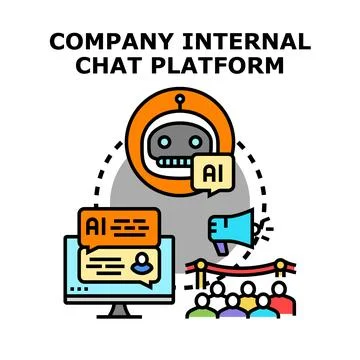 Internal company chat platform with ai chatbot support Stock Illustration