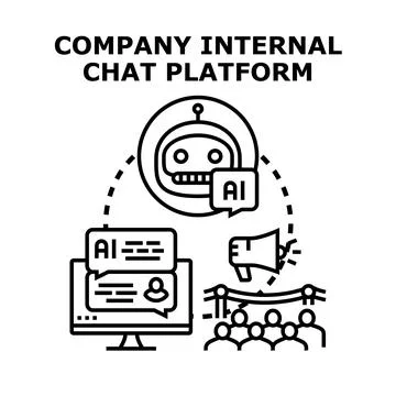 Internal company chat platform with ai chatbot support Stock Illustration