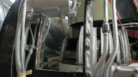 Internal Components Of Aircraft Engine. Side view Stock Footage 106050447