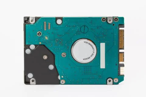 Internal Computer Hard drive from a laptop on White blackground Stock Photos