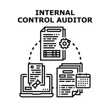 Internal control auditor evaluating financial documents and business processe イラスト素材