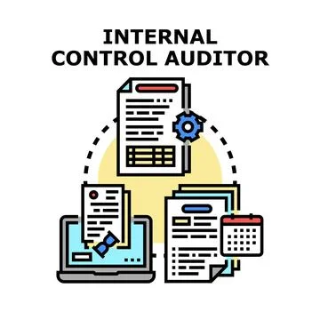 Internal control auditor evaluating financial documents and business processe Ilustração Stock