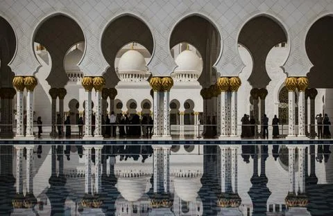 Internal courtyard of the Sheik Zayed Mosque Stock Photos