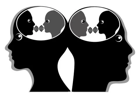 Internal Discourse or Inner Dialogue Stock Illustration