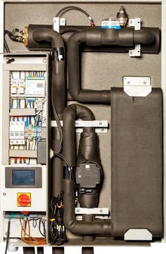 Internal electronic device of the pumping group with a mixing unit for mainta Stock Photos