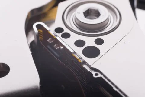 Internal element of the hard disk for reading information. Stock Photos