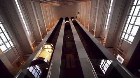 Internal Elevators Of The DoubleTree by Hilton Hotel Amsterdam NDSM Wharf. Stock Footage 156010401