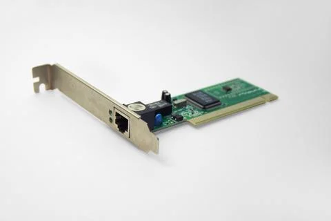 Internal ethernet network adapter for connecting to pci slot of motherboard.. Stock Photos