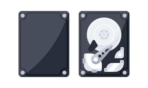 Internal Hard Disk Drive Open and Closed Cases Stock Illustration
