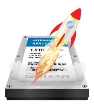 Internal harddisk with a speed boost rocket Stock Illustration
