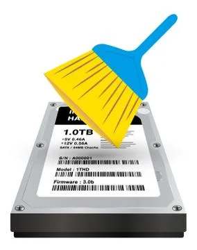 Internal harddisk storage with a cleaning brush Stock Illustration