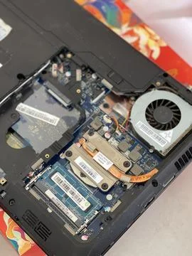 Internal Hardware Components Of Disassembled Laptop Computer Stock Photos