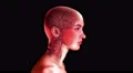 Internal head anatomy. Profile of woman's head and shoulders. 4k or 4k+ Resolution