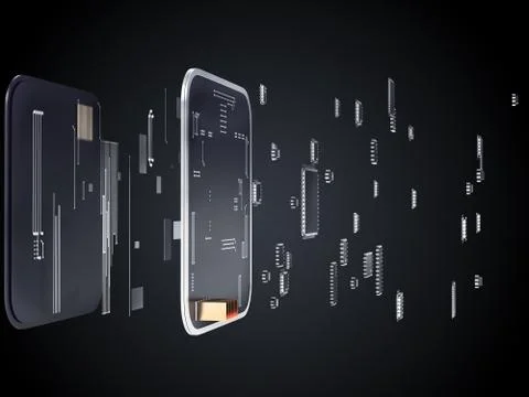 Internal inside electronic smart watches. 3D illustration Stock Illustration