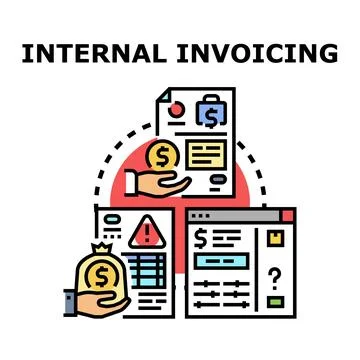Internal invoicing process with financial documents and payments Stock Illustration