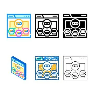 Internal linking seo color icon vector set Ilustración de archivo