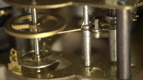 Internal mechanism of an antique clock Stock Footage 201691995