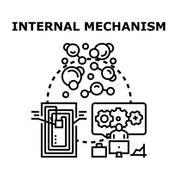 Internal mechanism developing a business process and analyzing data Stockillustratie