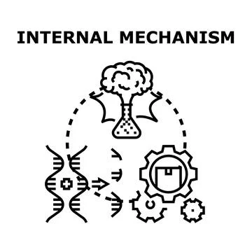 Internal mechanism explaining complex biological and technological processes Stock Illustration