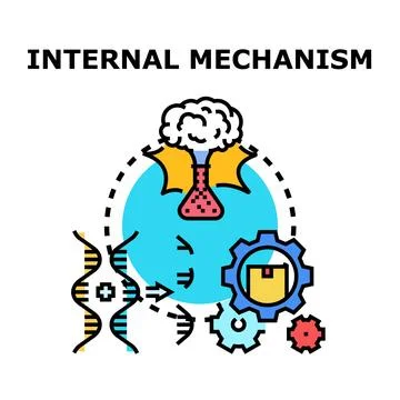 Internal mechanism explaining complex biological and technological processes Stock Illustration