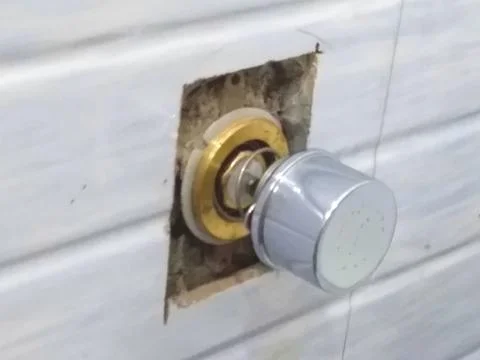 Internal mechanism of the flush button Stock Photos