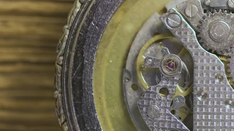 Internal mechanism in mechanical watch movement Stock Footage