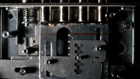 The internal mechanism of the metal lock that opens the door and opens Stock Footage