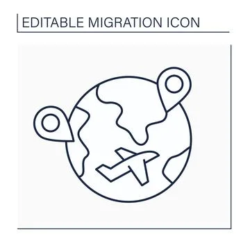 Internal migration line icon Stock Illustration
