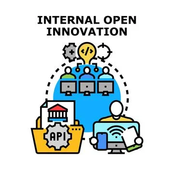 Internal open innovation process with team collaboration 스톡 일러스트