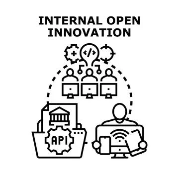 Internal open innovation process with team collaboration 스톡 일러스트
