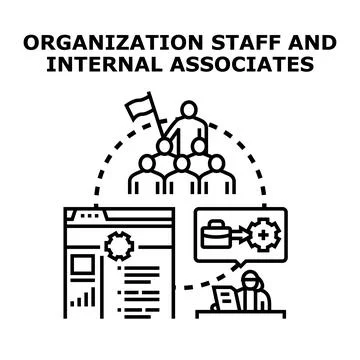 Internal organization staff collaborating on business development Stock Illustration