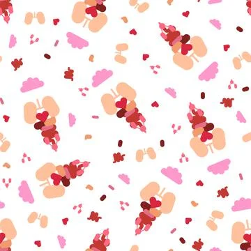 Internal organs simple shape pattern seamless. anatomical medical background 스톡 일러스트