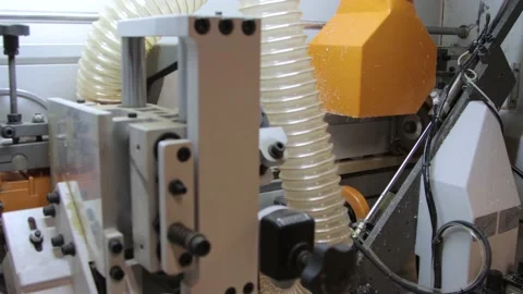 Internal part of an edgebanding machine Video stock 133356263